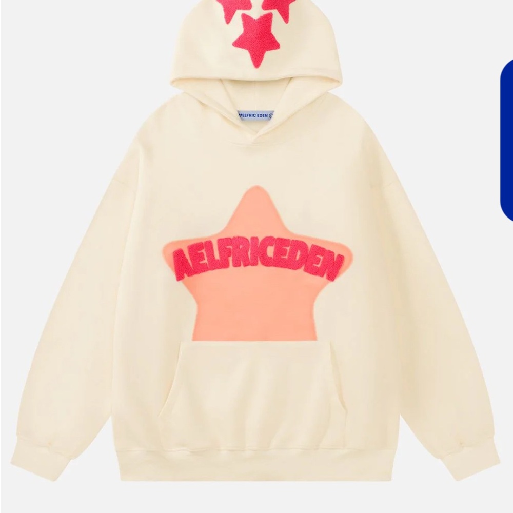Aelfric Eden Cream and Pink Hoodie with Star Appliqué